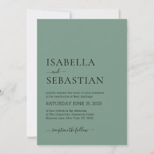 Cadet Blue Wedding Simple Invitation