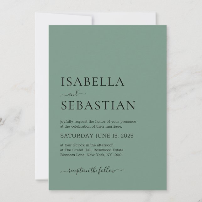 Cadet Blue Wedding Simple Invitation (Front)
