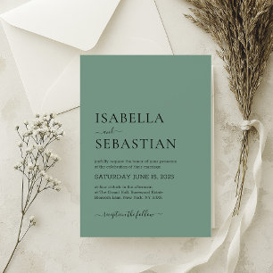 Cadet Blue Wedding Simple Invitation