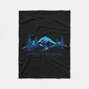 Cadillac michigan ski resort skiing skier  fleece blanket