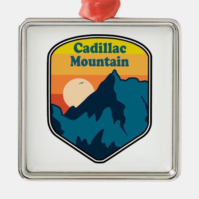 Cadillac Mountain Maine Sunrise Metal Tree Decoration (Front)