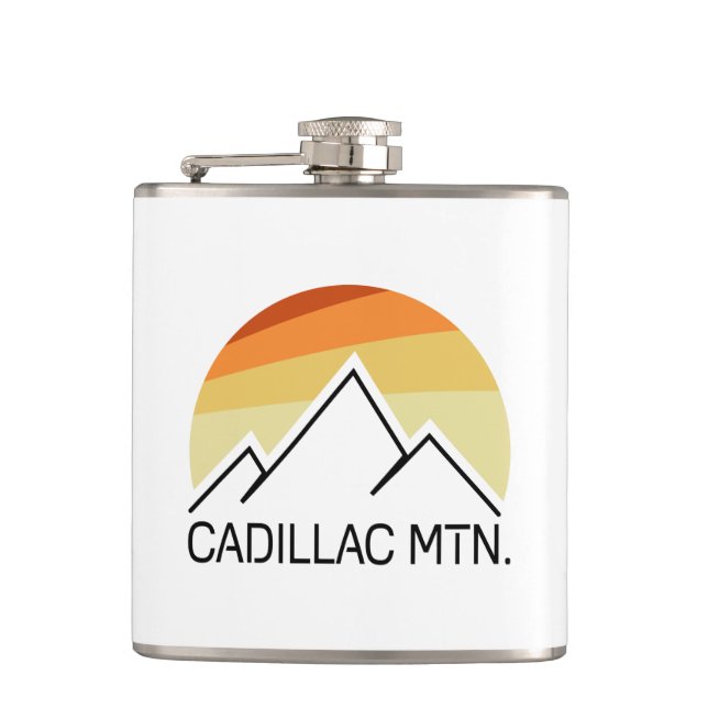 Cadillac Mountain Retro Hip Flask (Front)