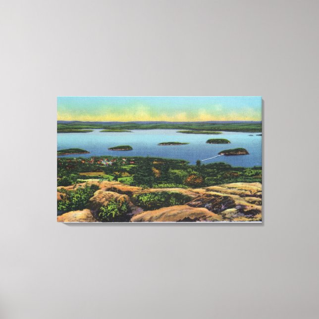 Cadillac Mt Summit View of Bar Harbour Canvas Print (Front)