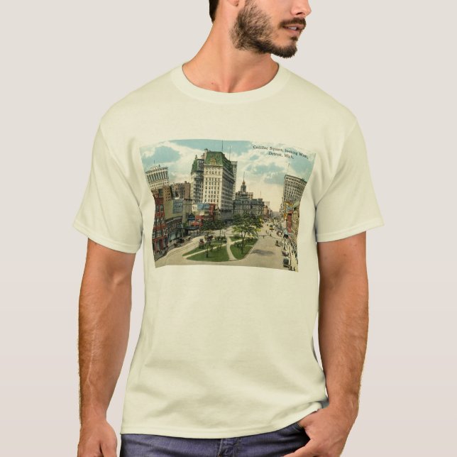 Cadillac Square, Detroit Michigan, 1915 Vintage T-Shirt (Front)
