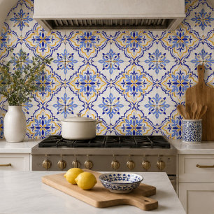 Cadiz Harmony Elegant Sky Blue Gold Mediterranean Tile