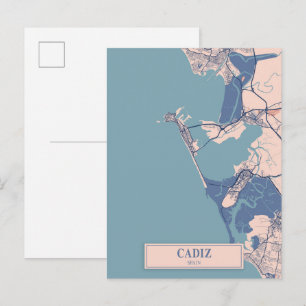 Cadiz Spain Breezy City Map Travel Postcard