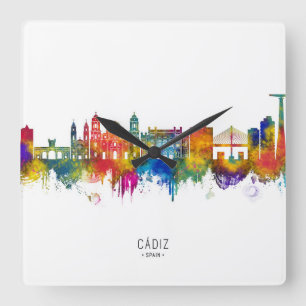 Cádiz Spain Skyline Square Wall Clock