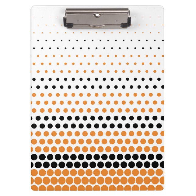 Cadmium Orange and Black Polka Dot Clipboard (Front)
