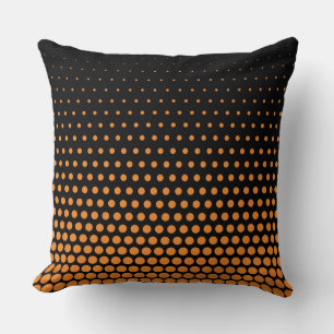 Cadmium Orange Polka Dot Modern Black Cushion