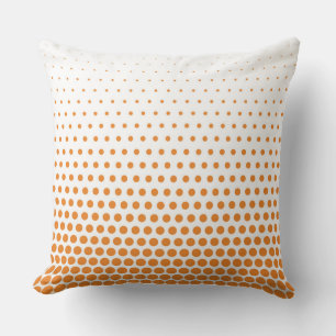 Cadmium Orange Polka Dot Modern White Cushion