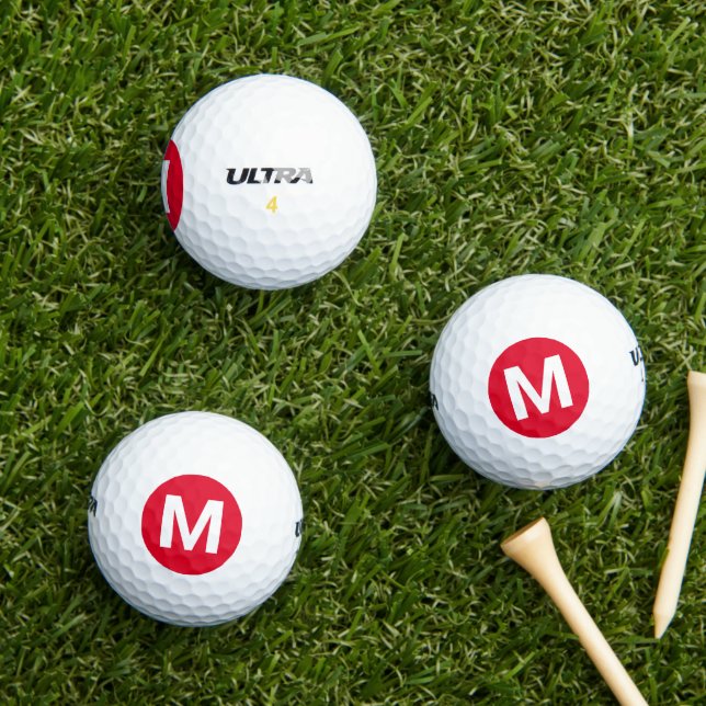 Cadmium Red Solid Colour Custom  Golf Balls (Insitu Grass)