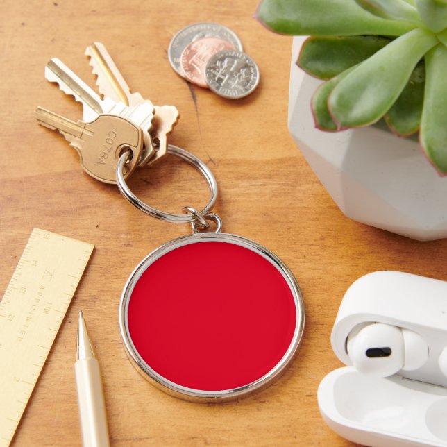 Cadmium Red Solid Colour Key Ring (Desk)