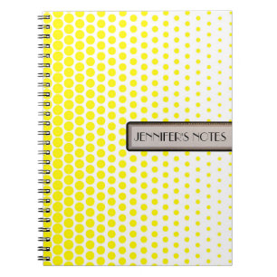 Cadmium Yellow Polka Dot Elegant Modern White Spiral Notebook
