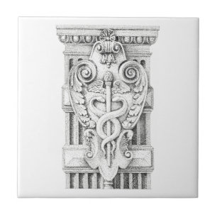 CADUCEUS 4.25" Square Ceramic Tile