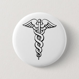 Caduceus 6 Cm Round Badge