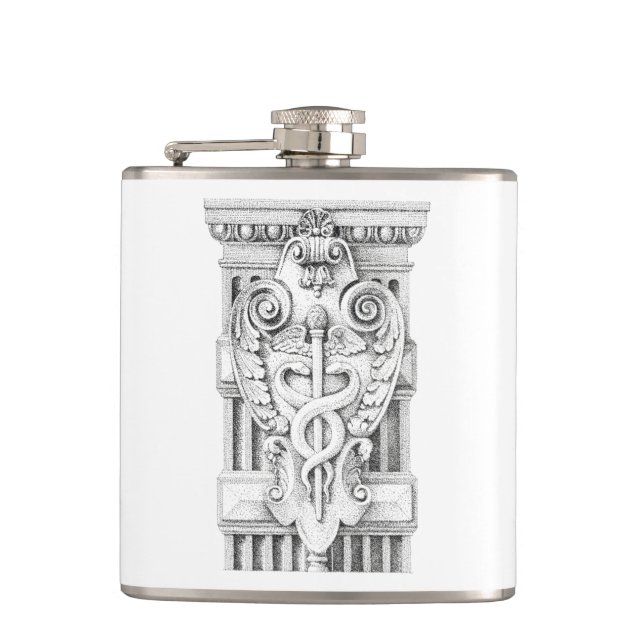 CADUCEUS 6oz Vinyl Wrapped Flask (Front)