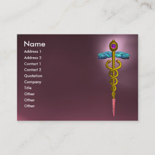 CADUCEUS AMETHYST, vibrant gold pink purple Business Card