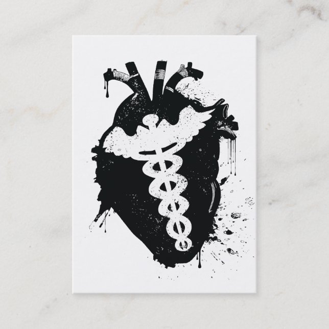caduceus anatomical heart business card (Front)