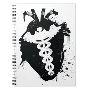 caduceus anatomical heart spiral notebook