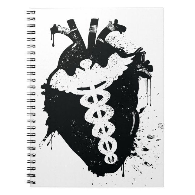 caduceus anatomical heart spiral notebook (Front)