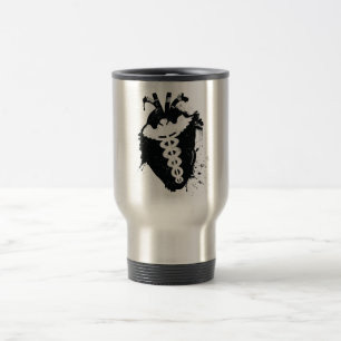 caduceus anatomical heart travel mug