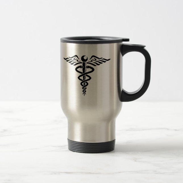 Caduceus black travel mug (Right)