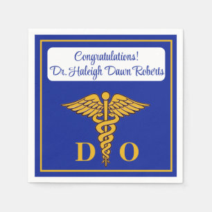 Caduceus Blue & Gold Medical School Graduation Napkin