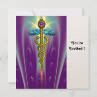 CADUCEUS blue pink violet purple amethyst gold