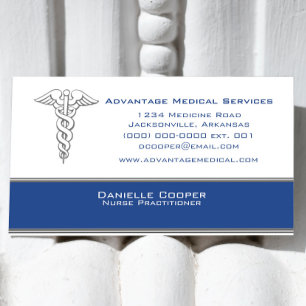 Caduceus Business Card, Blue Card