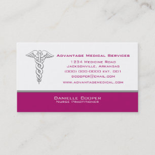 Caduceus Business Card, Fuchsia Card