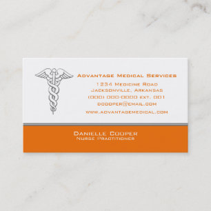 Caduceus Business Card, Orange Card