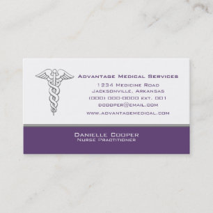 Caduceus Business Card, Purple Card