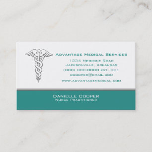 Caduceus Business Card, Teal Card