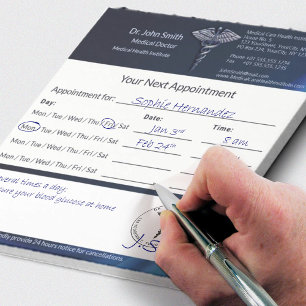 Caduceus Chrome Dark Holograph Medical Appointment Notepad