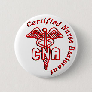 CADUCEUS CNA CERTIFIED NURSE ASSISTANT 6 CM ROUND BADGE