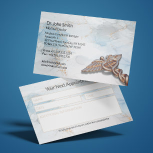 Caduceus Copper Rose Gold Luxury Marble Medical Appointment Card