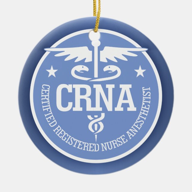 Caduceus CRNA gift ideas Ceramic Tree Decoration (Front)
