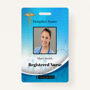 Caduceus Cross Medical Vertical Photo ID ID Badge