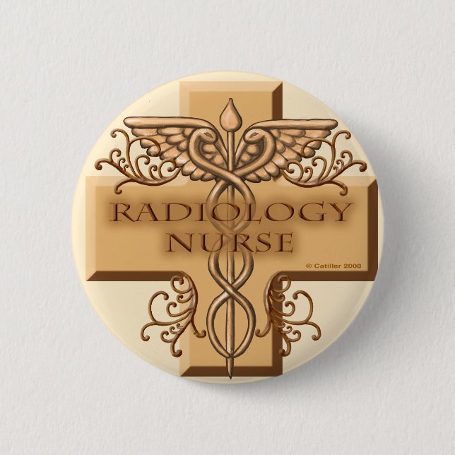 Caduceus cross Radiology Nurse 6 Cm Round Badge (Front)