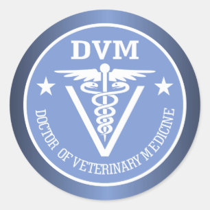 Caduceus DVM 2 Classic Round Sticker