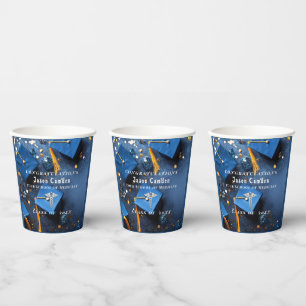  Caduceus Elegant Gold Confetti Navy Blue  Paper Cups