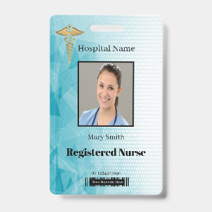 Caduceus Geometric Vertical Photo ID Badge