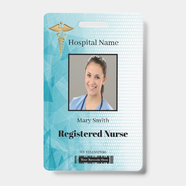 Caduceus Geometric Vertical Photo ID Badge (Front)