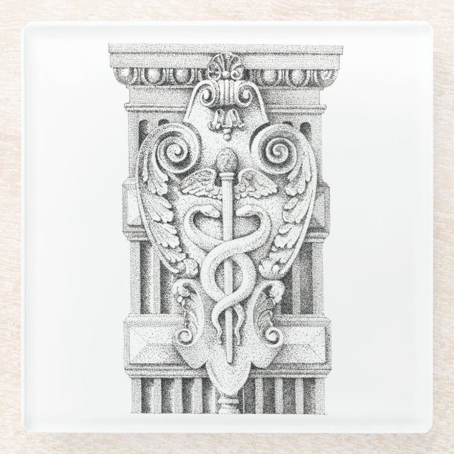 CADUCEUS Glass Coaster (Front)