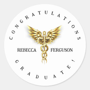 Caduceus Graduation Party Decoration Classic Round Sticker