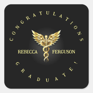 Caduceus Graduation Party Decoration Square Sticker