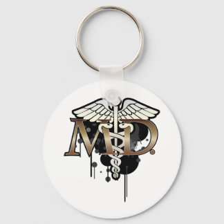 Caduceus grunge with M.D. Key Ring