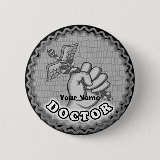 Caduceus Hand Doctor 6 Cm Round Badge