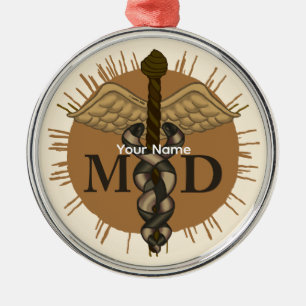 Caduceus M.D. Doctor Metal Tree Decoration