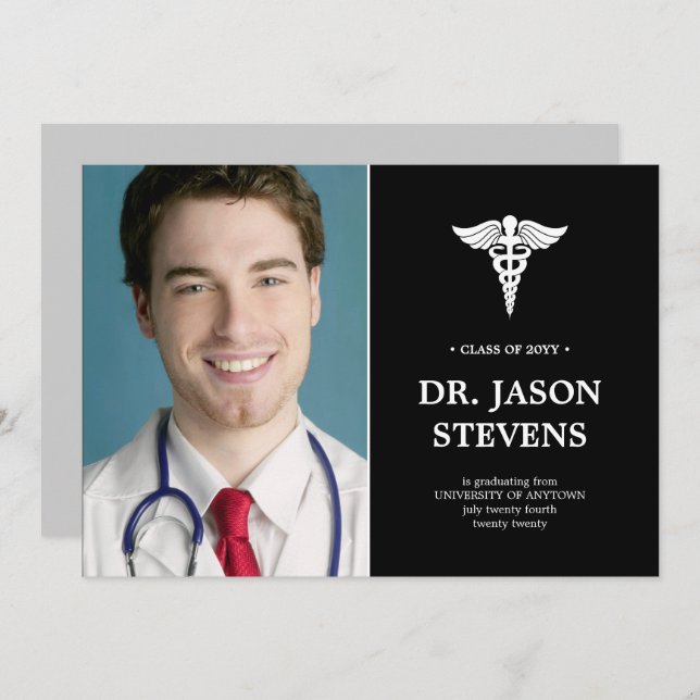 Caduceus Medical Graduation Announcement (Front/Back)